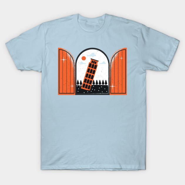 Leaning Tower Of Pisa Animated T-Shirt by OverNinthCloud